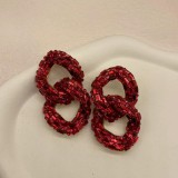 Colored Glass Full Diamond Fashion Earrings