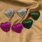 Love Colored Glass Full Diamond Fashion Earrings