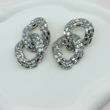 Colored Glass Full Diamond Fashion Earrings