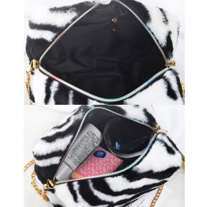 Leopard Plush Zebra Pattern Bag Handbag Crossbody Bag fit 20MM  Snaps button jewelry wholesale