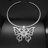 Stainless steel collar Love Butterfly Flower necklace fit 20MM chunks snaps jewelry