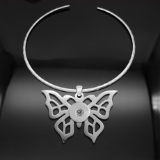 Stainless steel collar Love Butterfly Flower necklace fit 20MM chunks snaps jewelry