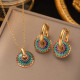 Stainless steel drop glaze colored earring necklace