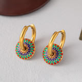 Stainless steel drop glaze colored earring necklace