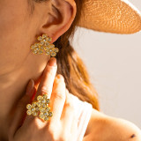 Stainless steel flower earrings