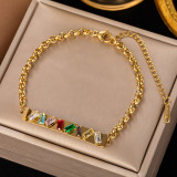 Stainless steel colored diamond bracelet
