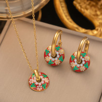 Stainless steel earring necklace set