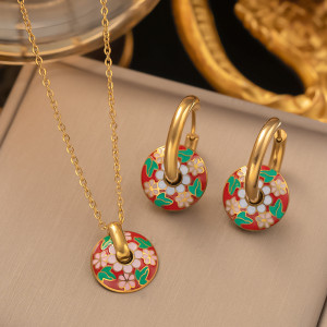Stainless steel earring necklace set