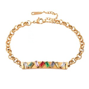 Stainless steel colored diamond bracelet