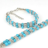 Natural stone bead alloy bracelet