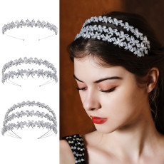 Multi layered zircon hair band with diamond butterfly embellishments