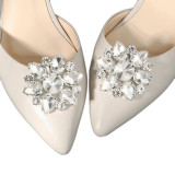 Shoe decoration clip buckle, high heels, flower metal rhinestone shoe buckle