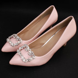 Fashionable Square Horse Eye Water Diamond Metal Shoe Flower with Shoe Buckles