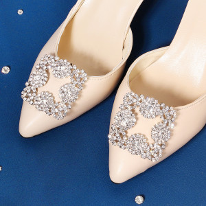 Shoe clip, rhinestone shoe buckle, square fashionable sunflower shoe flower