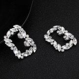 Fashionable Square Horse Eye Water Diamond Metal Shoe Flower with Shoe Buckles