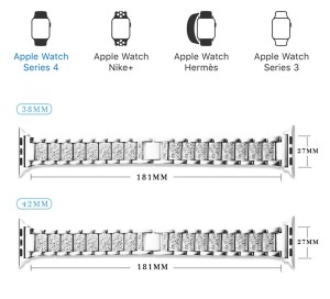 38/40/41mm Suitable for Apple Watch Straps with Metal Stainless Steel Diamonds (excluding dial)