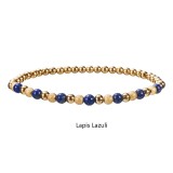 stainless steel sandball pearl agate bead elastic bracelet