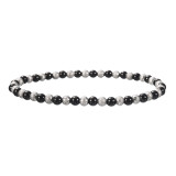 Stainless steel sandball shiny bead mixed color elastic bracelet
