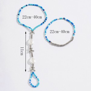 Bohemian Bead Geometry Ocean Shell Rice Bead Feet Chain 2