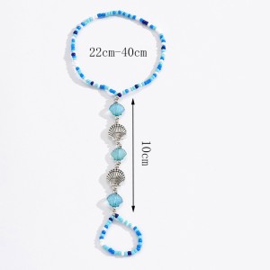 Bohemian woven shell and pearl elastic ankle chains