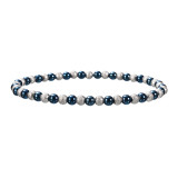 Stainless steel sandball shiny bead mixed color elastic bracelet