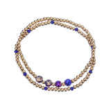 Stainless steel bead colored shiny crystal elastic beaded bracelet