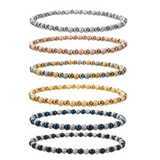 Stainless steel sandball shiny bead mixed color elastic bracelet