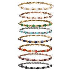 stainless steel sandball pearl agate bead elastic bracelet