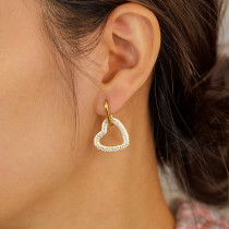 Stainless steel full diamond love circle earrings