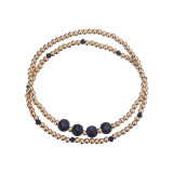 Stainless steel bead colored shiny crystal elastic beaded bracelet