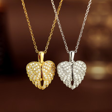 Adjustable Love Angel Wings with Diamond Necklace