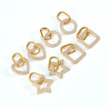 Stainless steel full diamond love circle earrings