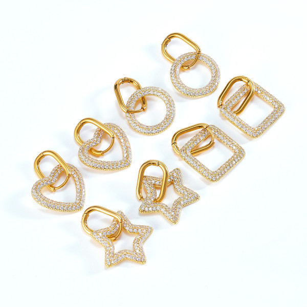 Stainless steel full diamond love circle earrings