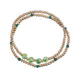 Stainless steel bead colored shiny crystal elastic beaded bracelet