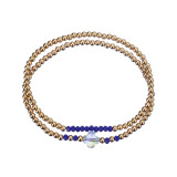 Stainless steel bead clover sparkling crystal elastic bracelet