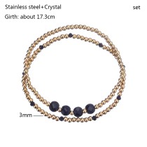 Stainless steel bead colored shiny crystal elastic beaded bracelet