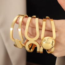 Stainless steel geometric hollow bracelet