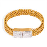 Stainless steel inlaid Czech diamond watch strap bracelet
