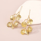 Elegant Metal Leaves Exaggerate Personality Neckchain Earrings
