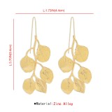 Elegant Metal Leaves Exaggerate Personality Neckchain Earrings