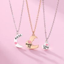 Mother's Day necklace, alloy drop oil, love splicing, parent-child set, three person chain, mother's gift