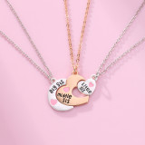 Mother's Day necklace, alloy drop oil, love splicing, parent-child set, three person chain, mother's gift