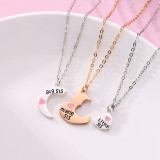 Mother's Day necklace, alloy drop oil, love splicing, parent-child set, three person chain, mother's gift