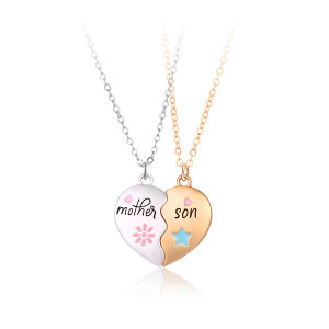 Mom, Son, Parent Child Set Alloy Dropping Oil Magnetic Charm Pendant Mother's Day Gift Necklace