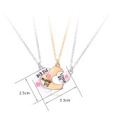 Mother's Day necklace, alloy drop oil, love splicing, parent-child set, three person chain, mother's gift