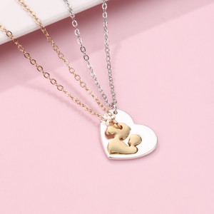Mother's Day Gift Necklace Simple and Fashionable Mother's Daughter Necklace Set Hollow Alloy Pendant
