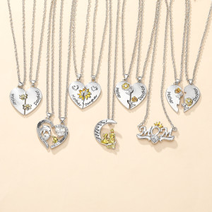 Mother's Day Bee Dolphin Sunflower Pendant Mom Crown Mother's Daughter Gift Necklace
