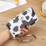 Colored Cow Pattern Multi compartment Wallet Long Horizontal Handheld Bag fit 20MM  Snaps button jewelry wholesale