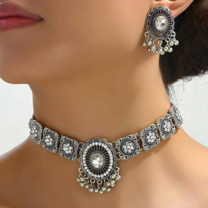 Water Diamond Jewel Earring Necklace Set