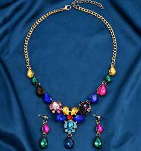 Water Diamond Jewel Earring Necklace Set